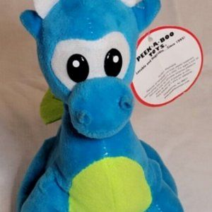 Peek-A-Boo Dragon Plush Blue Green Toy Stuffed Animal Wings 8"